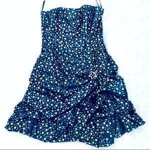 Gunne Sax Blue Pleated Sundress Spaghetti Strap Cocktail